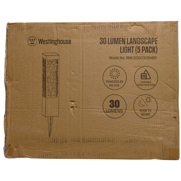 Westinghouse LED Solar Path Lights 30 Lumens, 5-Pack, Black