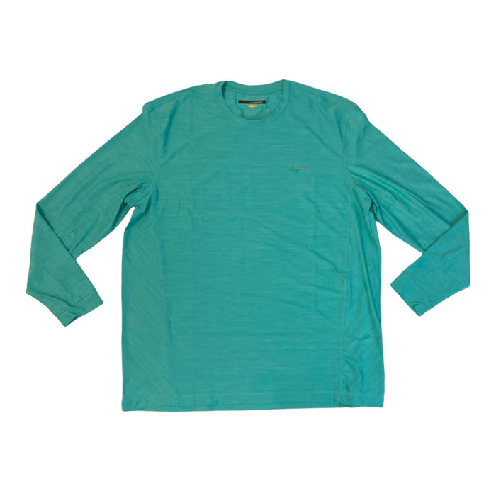 Greg Norman Play Dry Solar XP Long Sleeve Mesh Stretch Performance T-Shirt (Aquastone Heather, M)