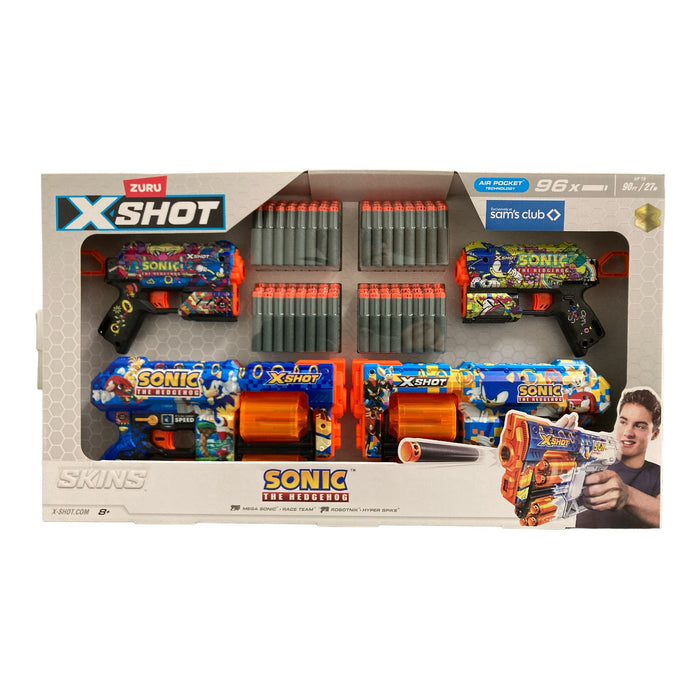 Zuru X-Shot Skins Sonic Blaster Combo Pack, 4 Blasters, 96 Darts