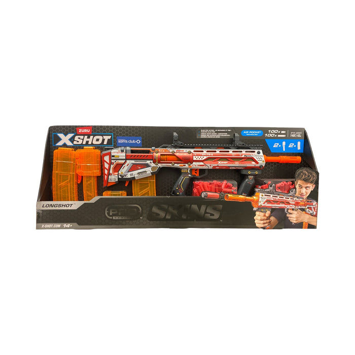 Zuru X-Shot Skins Pro Series Longshot Blaster, 4 Magazines, 200 Foam Darts