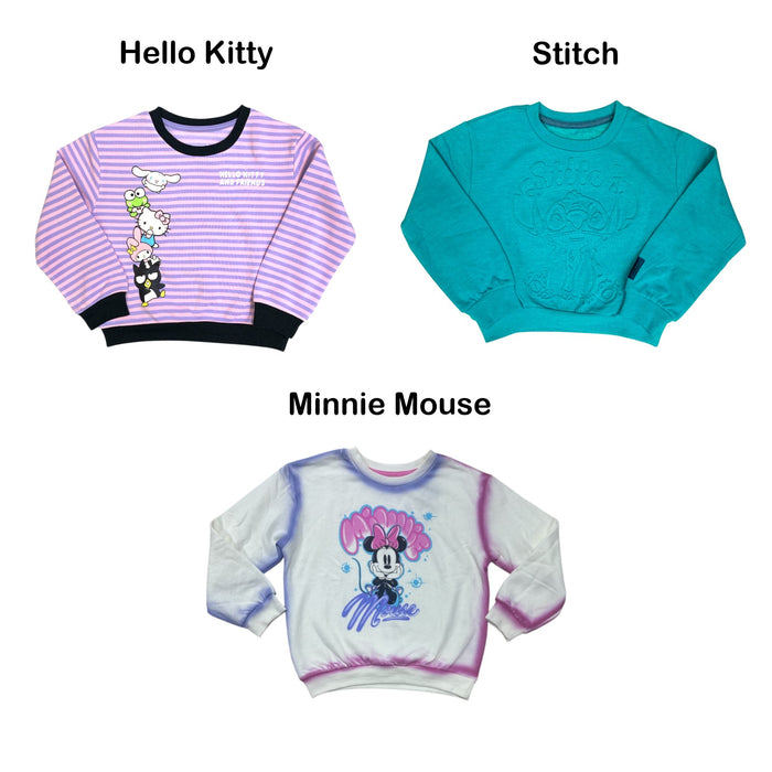 Character Girl's Long Sleeve Crewneck Soft Fleece Pullover Sweatshirt