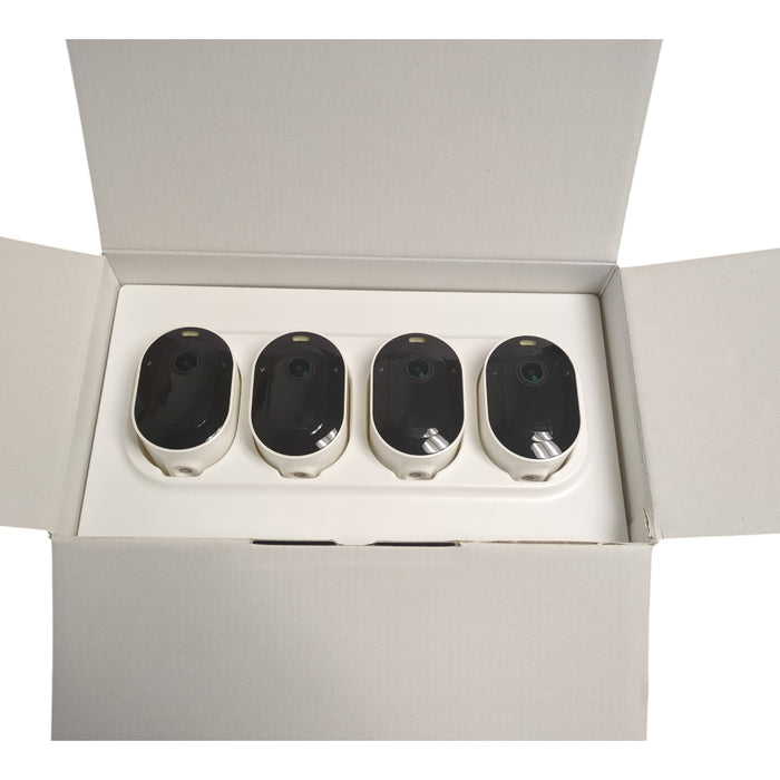 Arlo Pro 4, 2K Spotlight Camera Security Bundle, 4 Cam, White