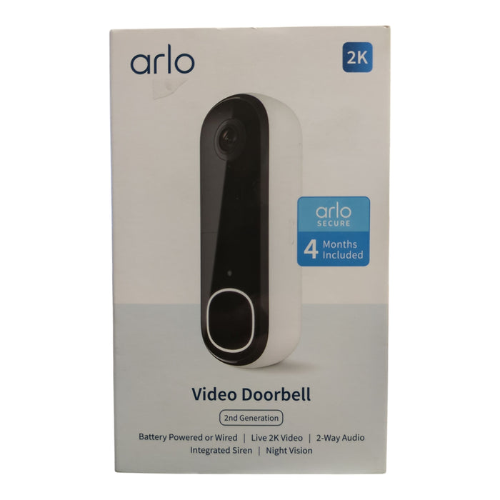 Arlo 2K 2nd Gen Video Doorbell, Battery or Wired, with Night Vision