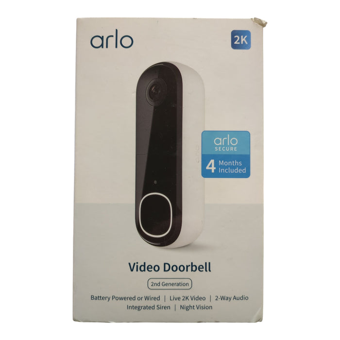 Arlo 2K 2nd Gen Video Doorbell, Battery or Wired, with Night Vision