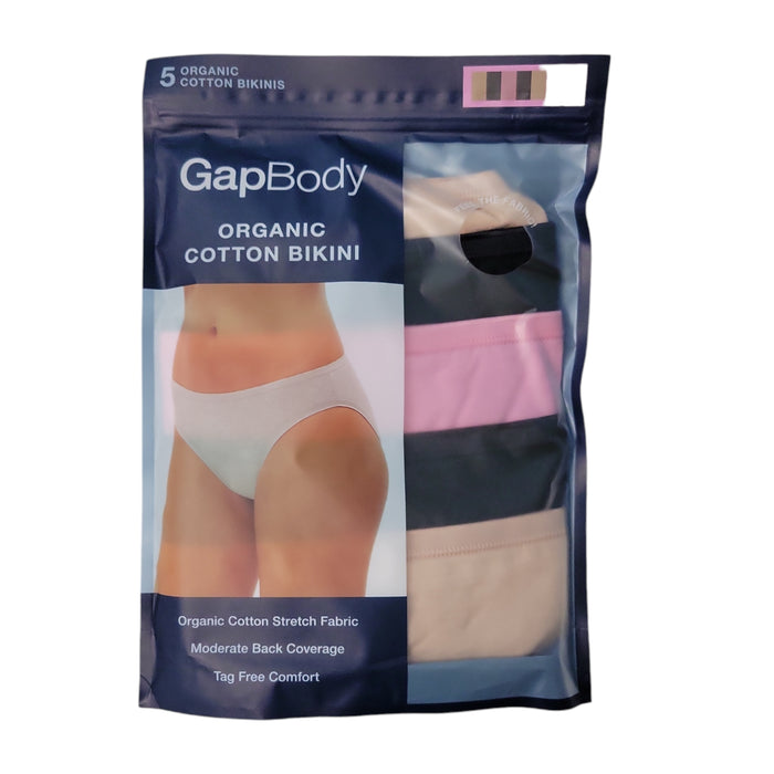 GapBody Women's 5-Pack Tag-Free Organic Cotton Stretch Bikini