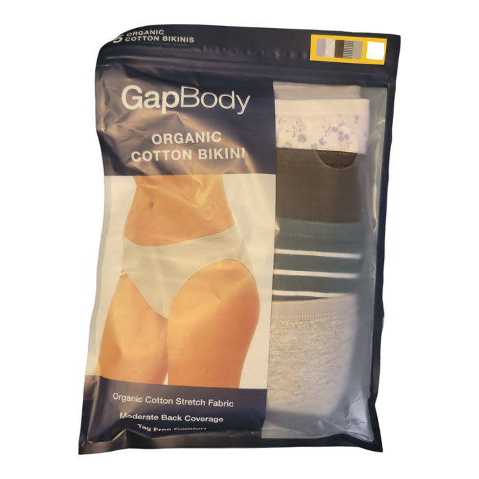 GapBody Women's 5-Pack Tag-Free Organic Cotton Stretch Bikini