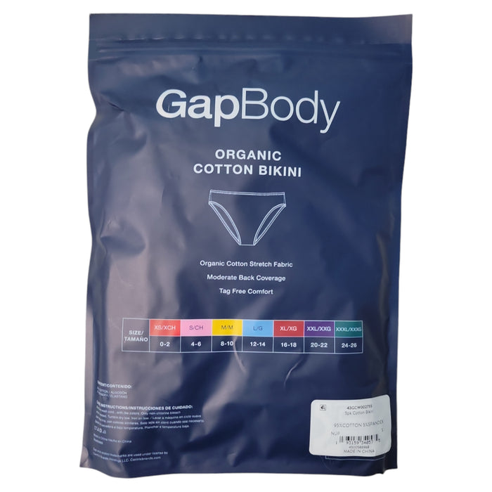 GapBody Women's 5-Pack Tag-Free Organic Cotton Stretch Bikini