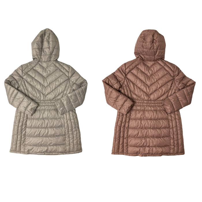 Kenneth Cole Women's Quilted Cinch Waist Hooded Coat