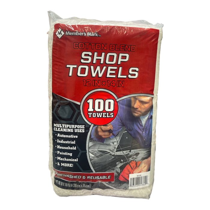 Member's Mark Cotton Blend Shop Towels, 12in x 14in, 100 Pack