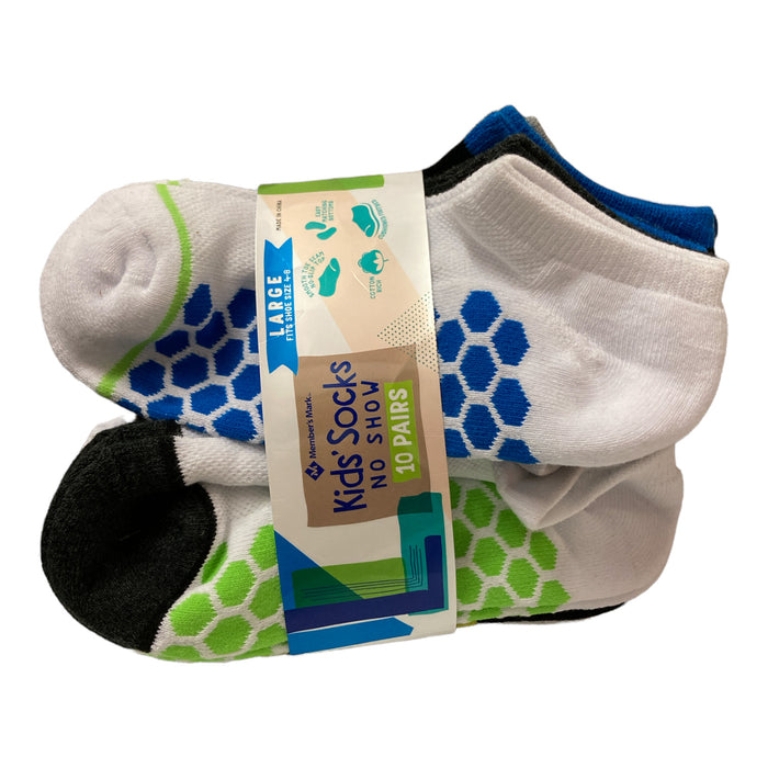 Member's Mark Boy's Active 10-Pairs No Show Athletic Socks