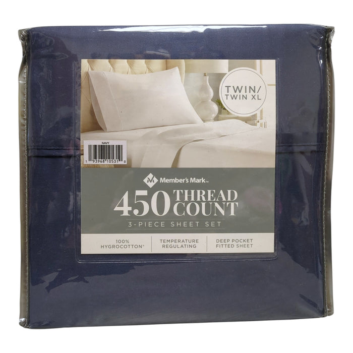 Member's Mark 450 Thread Count Solid 3 Piece Sheet Set, Twin/Twin XL
