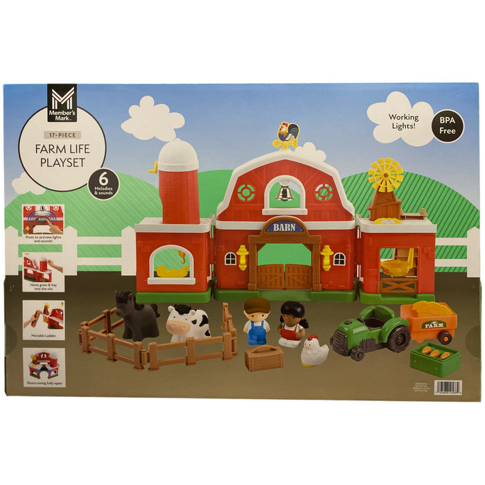 Member's Mark Farm Life Barn Playset, 17 Piece, 6 Melodies & Sounds, 18M+