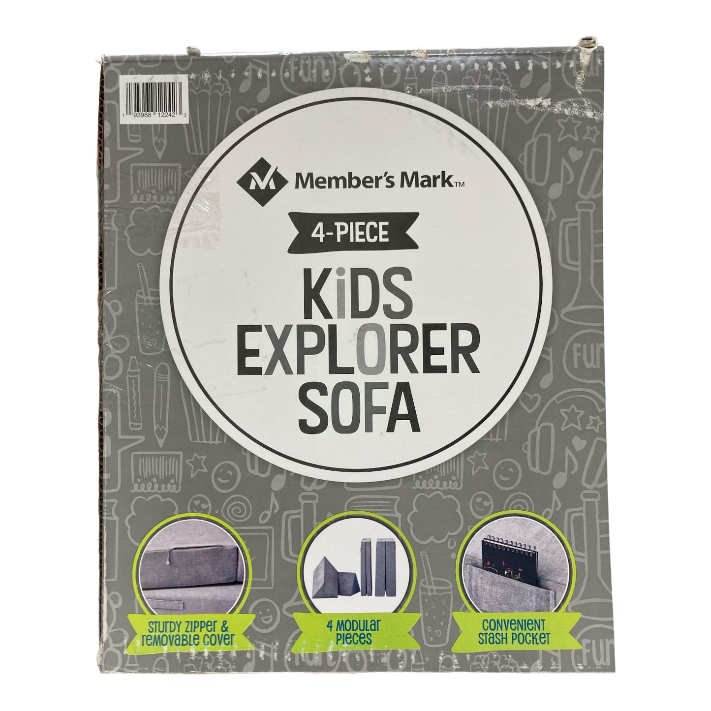 Member's Mark 4 Piece Kids Explorer Sofa, Sidewalk Ewirelessgear