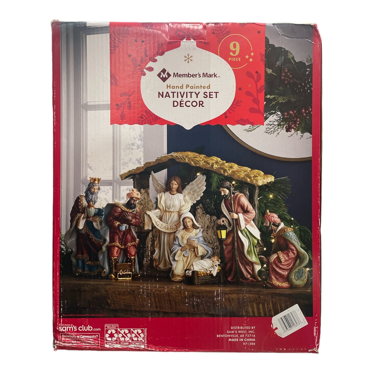 Member's Mark Hand Painted Holiday Nativity Set Décor, 9 Piece Set ...