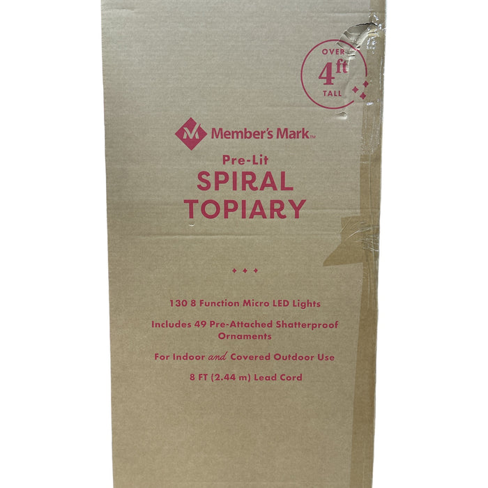 Member's Mark 50" Pre-Lit Spiral Topiary with Shatterproof Ornaments