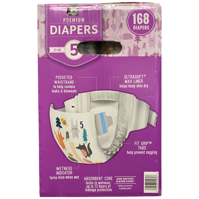Member's Mark Premium Baby Diapers, Size 5 (27+ lbs), 168ct