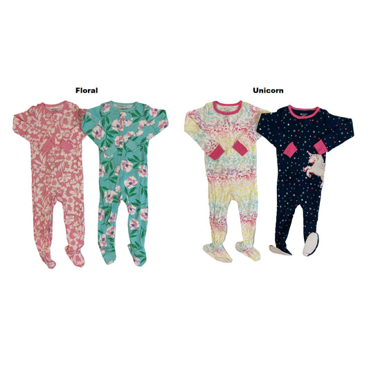 Member's Mark Baby Girl's Snug Fit 2-Pack Favorite Footed Pajamas