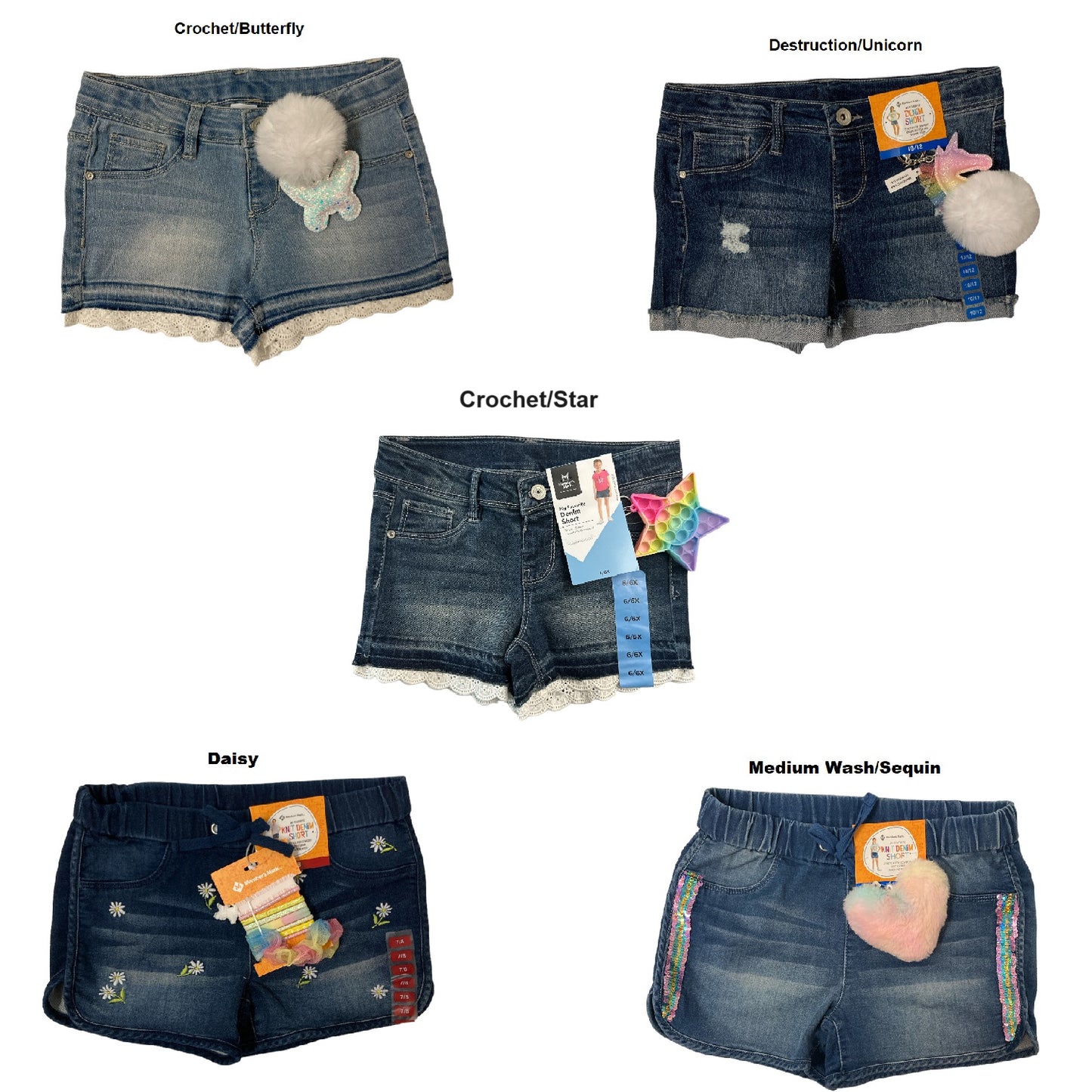 Member's Mark Girl's Denim Short With Removable Accessory