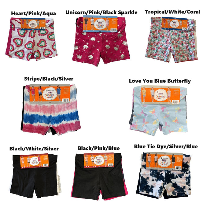 Member's Mark Girl's 3-Pack Favorite Cartwheel Shorts (Stripe/Black/Silver, 7/8)