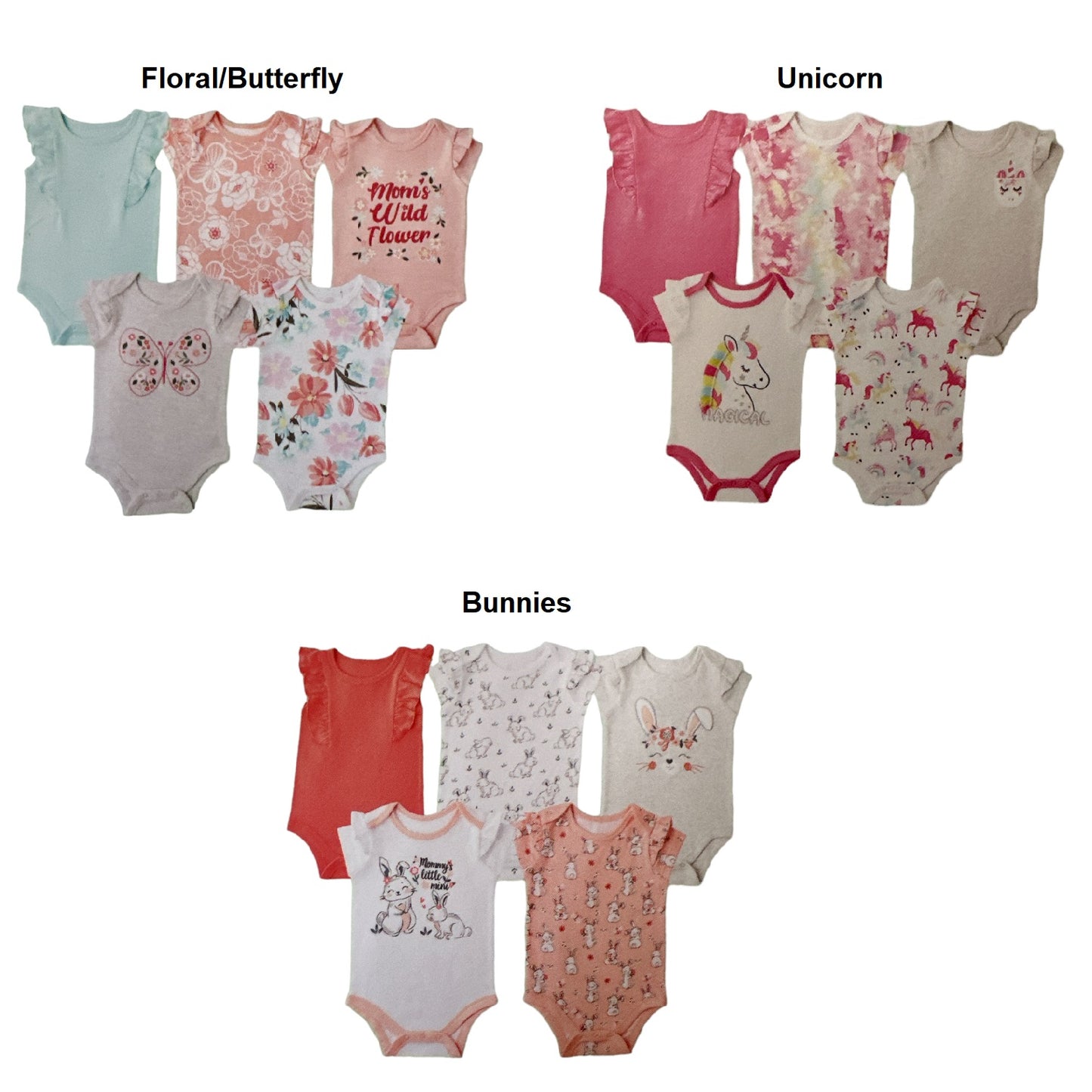 Member's Mark Baby Girl's Tag Free 5-Pack Favorite Cotton Bodysuits