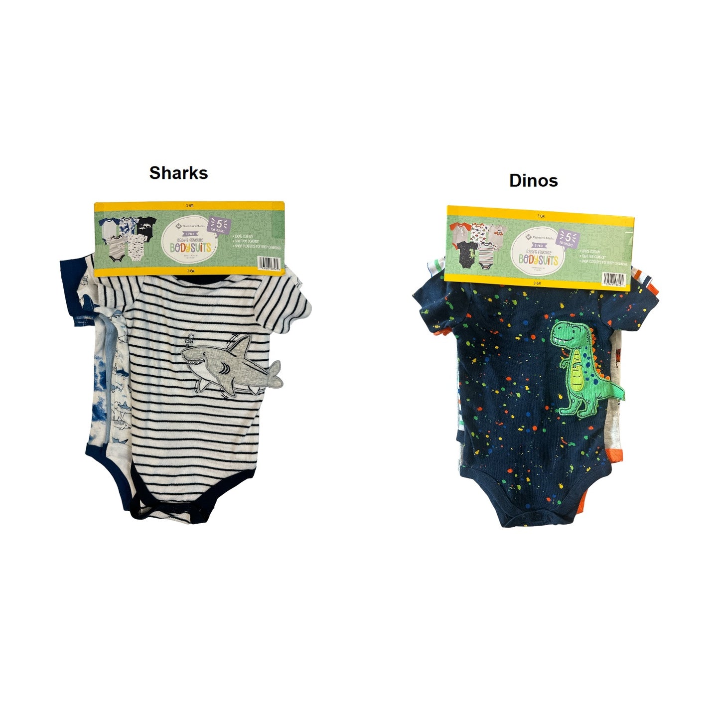 Member's Mark Baby Boy's 5-Pack Baby's Favorite Short Sleeve Bodysuits