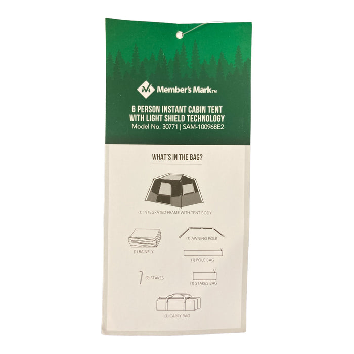 Member's Mark 6-Person Instant Cabin Tent with Light Shield Technology