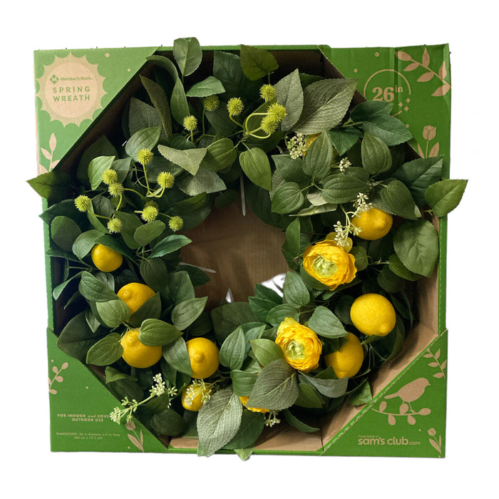 Member's Mark 26" Lemon And Greenery Spring Wreath