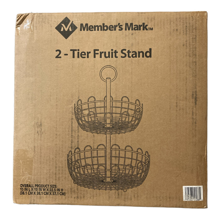 Member's Mark 2 Tier Round Wrought Iron Fruit Basket Stand, Black