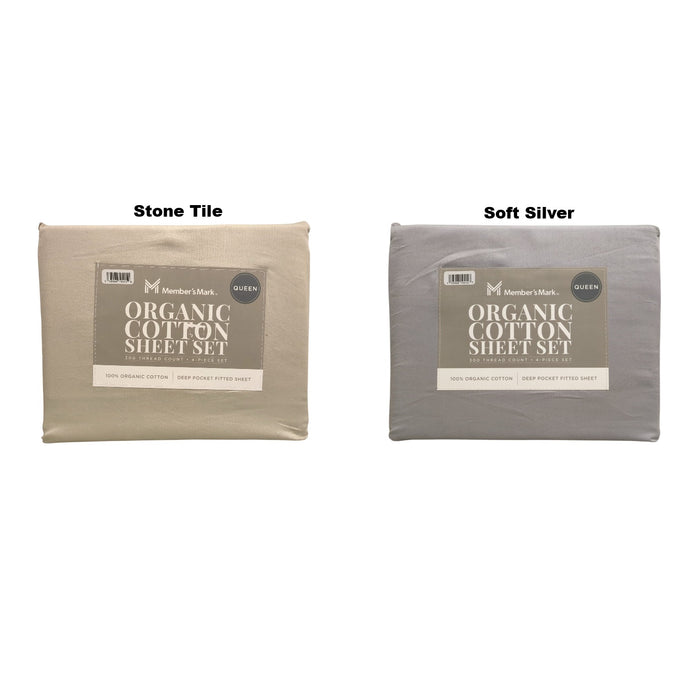 Member's Mark 300 Thread Count Organic Cotton Sheet Set, 4 Piece, Queen
