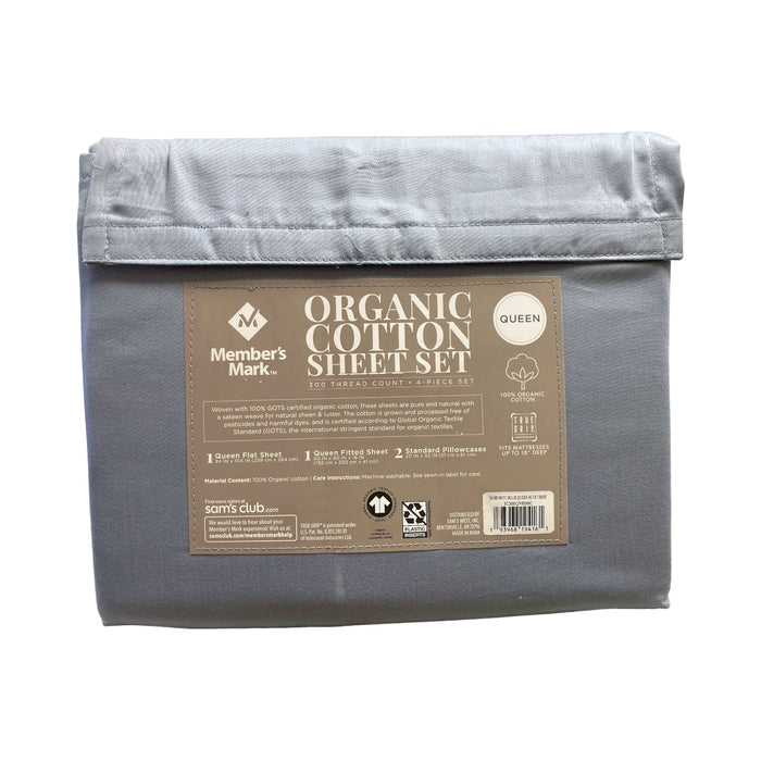 Member's Mark Deep Pocket Fitted 300 Thread Count Organic Cotton Sheet Set