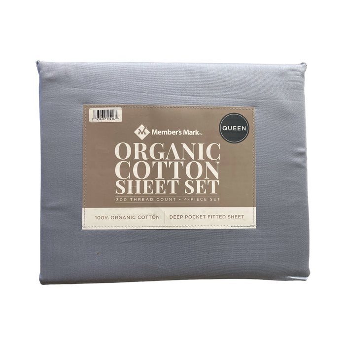Member's Mark Deep Pocket Fitted 300 Thread Count Organic Cotton Sheet Set