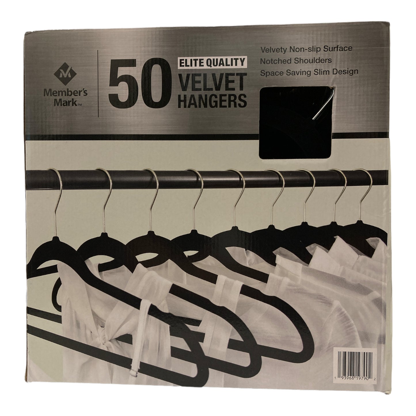 Member's Mark Elite Quality Non-Slip Velvet Coated Clothing Hangers 50Pk