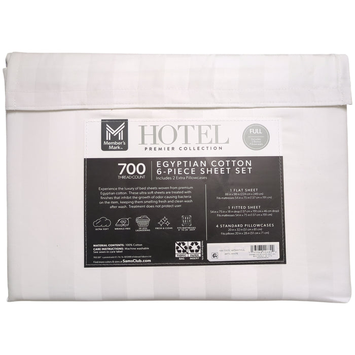 Member's Mark Striped Egyptian Cotton 6pc Sheet Set, 700 Thread Count, Full