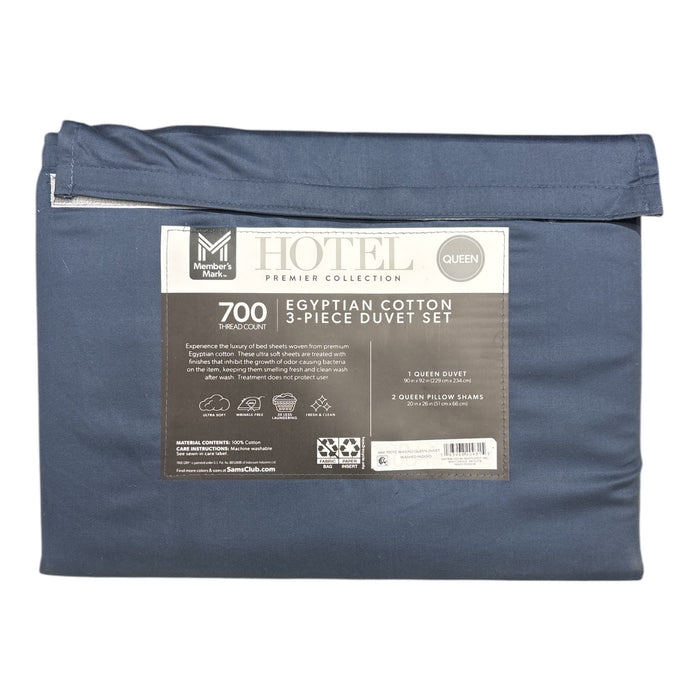 Member's Mark Egyptian Cotton 700 Thread Count Solid  Duvet Cover Set, Queen