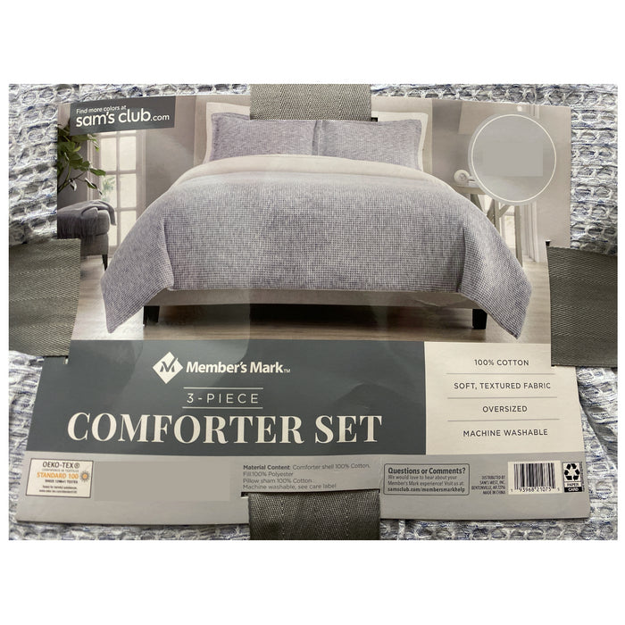 Member's Mark Textured Cotton 3pc Comforter Set with Comforter and 2 Shams