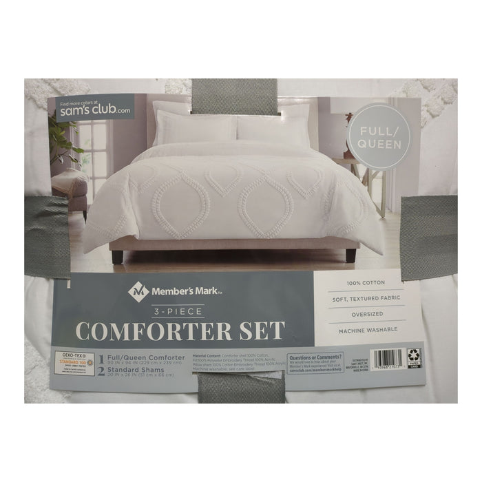 Member's Mark Textured Cotton 3pc Comforter Set with Comforter and 2 Shams