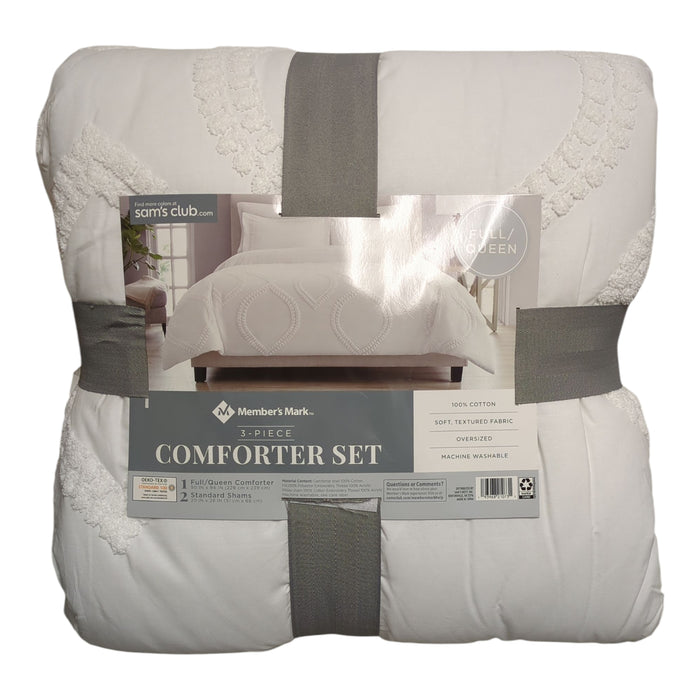 Member's Mark Textured Cotton 3pc Comforter Set with Comforter and 2 Shams