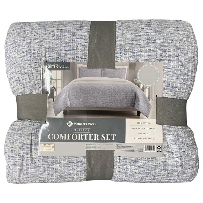 Member's Mark Textured Cotton 3pc Comforter Set with Comforter and 2 Shams