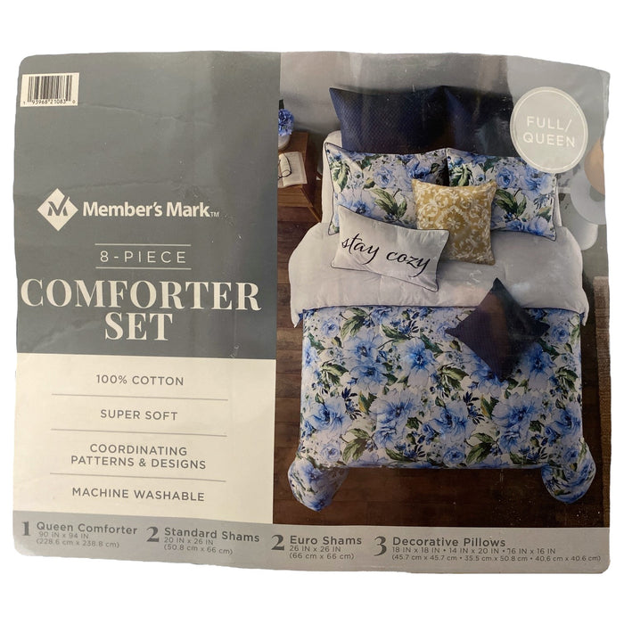 Member's Mark 8 Piece Cotton Comforter Set with Throw Pillows