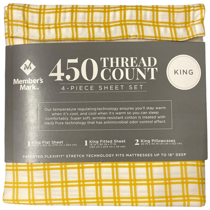 Member's Mark 450 Thread-Count Printed Sheet Set, Wallace Gingham, King