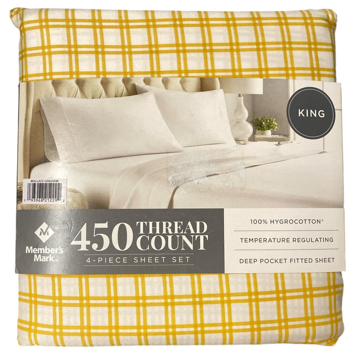 Member's Mark 450 Thread-Count Printed Sheet Set, Wallace Gingham, King