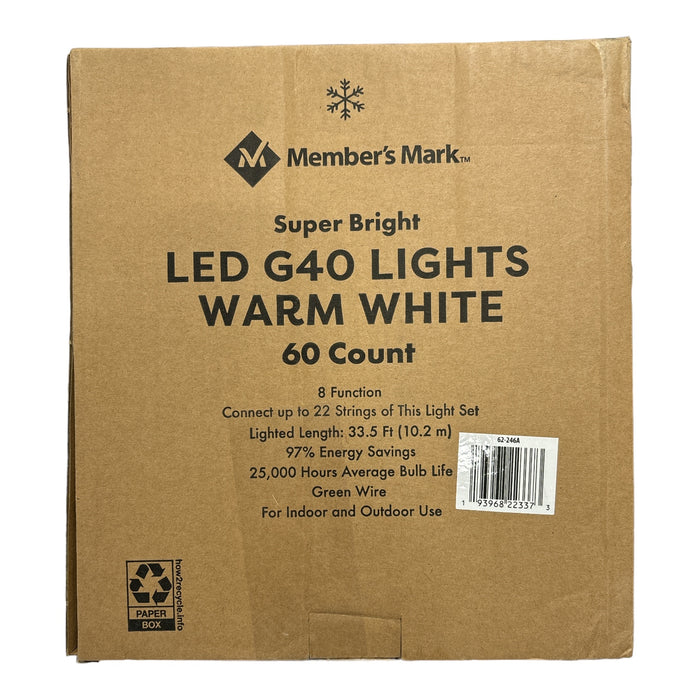 Member's Mark Super Bright LED G40 Lights, 60 Count, 8 Function