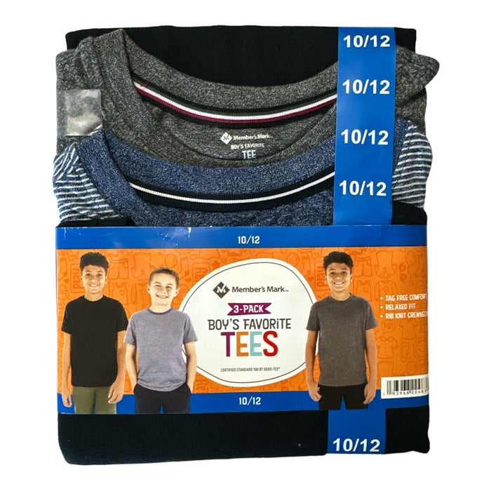 Member's Mark Boy's 3-Pack Favorite Short Sleeve Crewneck Tees