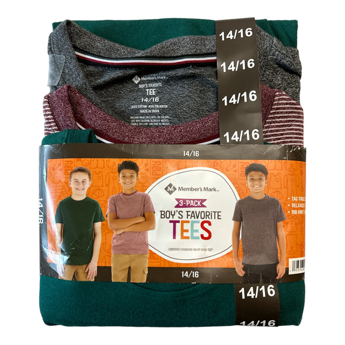 Member's Mark Boy's 3-Pack Favorite Short Sleeve Crewneck Tees