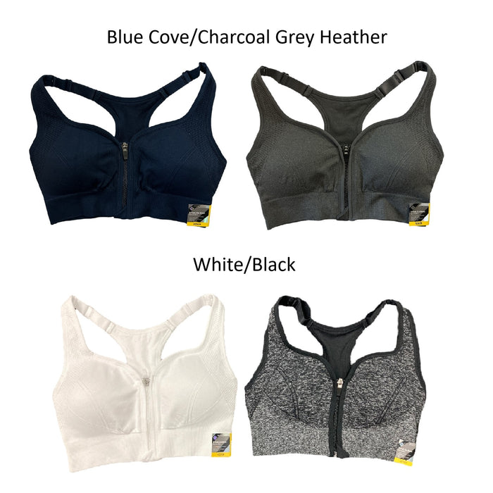 Member's Mark Women's 2-Pack Zip Front Seamless Adjustable Strap Sports Bra