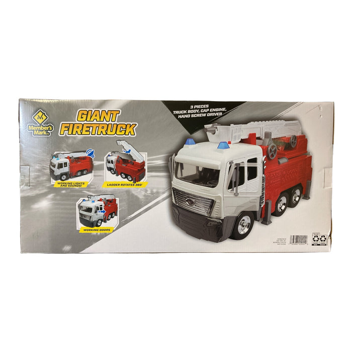 Member's Mark Giant Firetruck with Lights Sound and Extendable Ladder, Red White