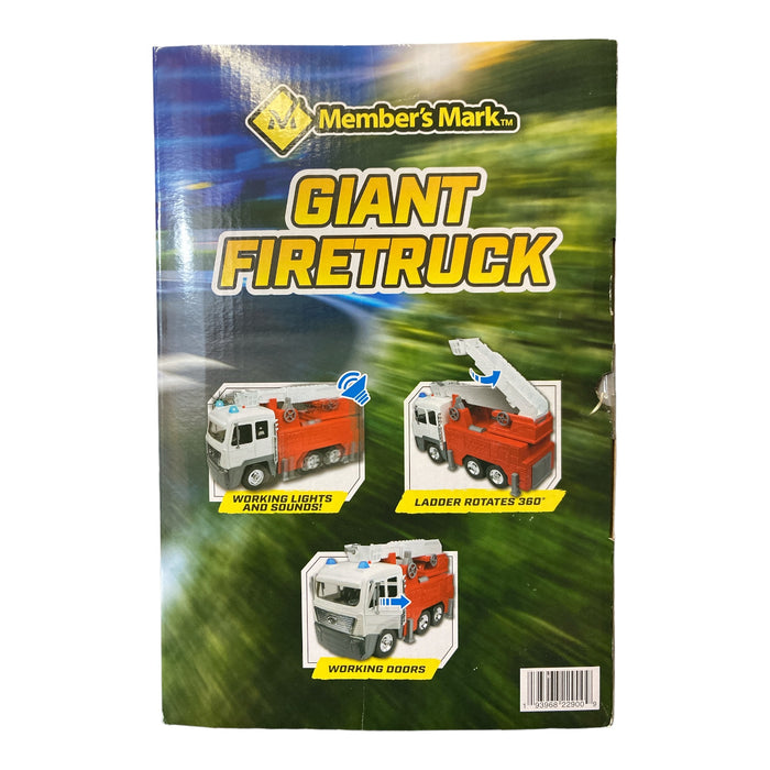 Member's Mark Giant Firetruck with Lights Sound and Extendable Ladder, Red White