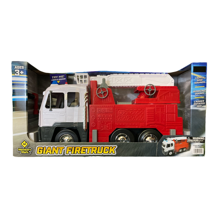 Member's Mark Giant Firetruck with Lights Sound and Extendable Ladder, Red White