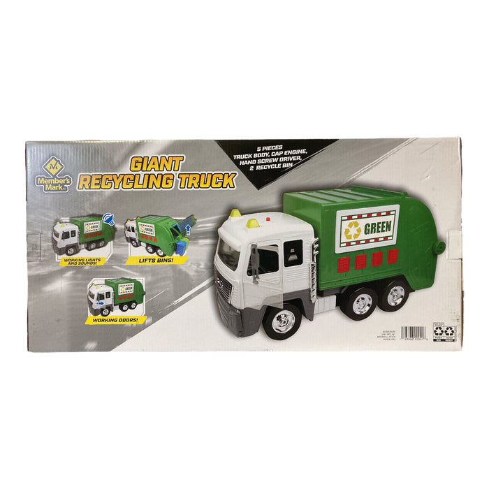 Member's Mark Giant Recycling Truck with Lights Sound and Lift Bins, Green/White