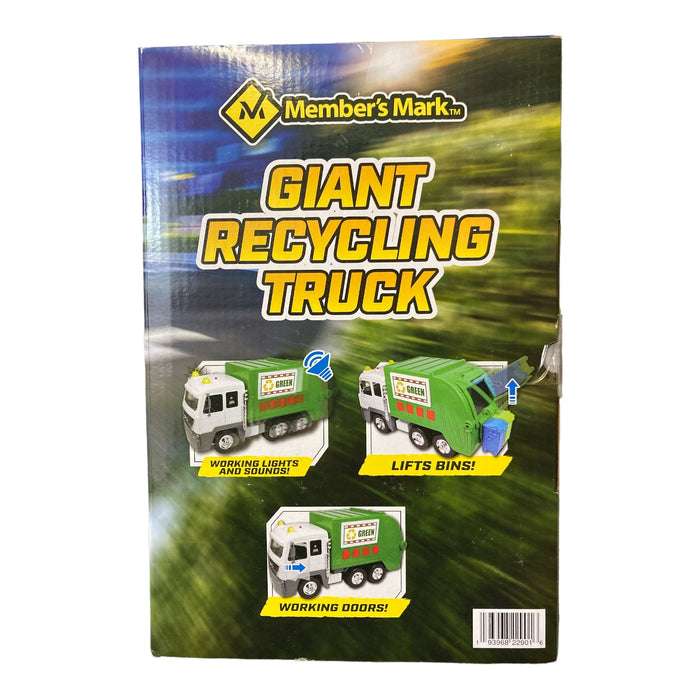 Member's Mark Giant Recycling Truck with Lights Sound and Lift Bins, Green/White